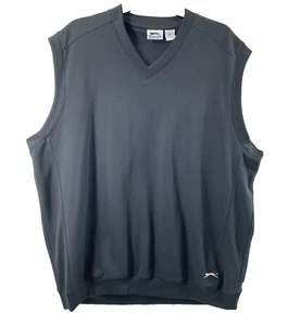 Slazenger Golf Vest Mens XL Black V Neck Sleeveless Logo Dad Grandpacore - Picture 1 of 7
