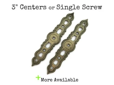 Par de placas traseras vintage - orificios centrales o de tornillo individuales de 3" color latón M9 Foto 1 de 4