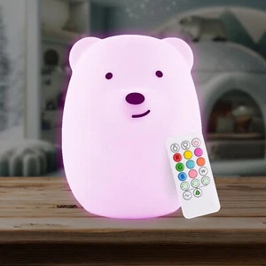 Lumipets Remote Control Silicone Night Light for Kids - Bear Design with 9 Soft - Picture 1 of 8