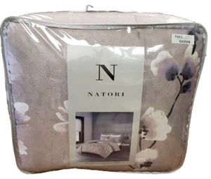 NATORI Sakura Blossom Cotton Sateen 3-Pc. Full/Queen Comforter Set Lilac - Picture 1 of 6