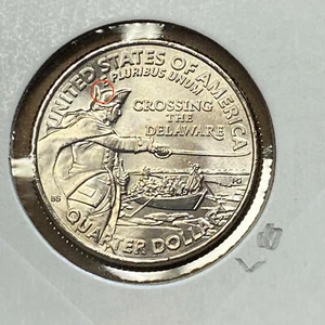 2021 25¢ Washington Crosses the Delaware Error with Two Die Chips Hat & Hair L8 - Bild 1 von 2