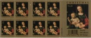 Scott #4206a Madonna & Child (Luini) 41¢ Booklet Pane of 8 Stamps - MNH - Picture 1 of 1