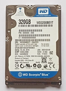 320 GB SATA Western Digital WD3200BEVT-24A23T0 5400rpm 8MB HDD 2.5 " Hard Drive - Picture 1 of 1