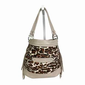 B Makowsky Mujer Bolso de Mano Cartera Bolso de Mano Boho Crema Marrón Tostado Cuero Flecos M - Imagen 1 de 8