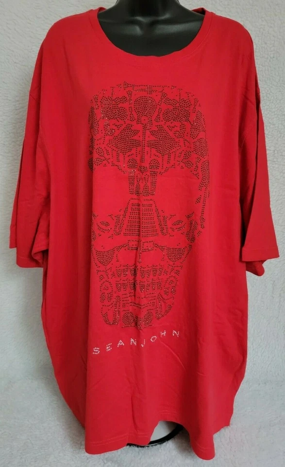 Sean John Mens Shirt Size 5X B Red Black Silver Skull - Image 1 of 4