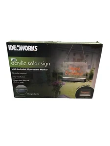 Brand New IdeaWorks Acrylic Sign with Solar Lighting Panel - Marker Included NIB - Picture 1 of 3