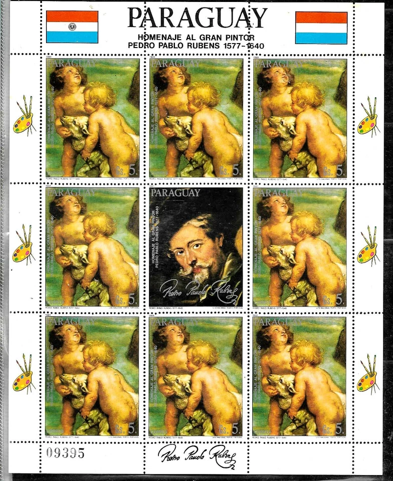PARAGUAY 1981 PAINTING RUBENS NUDES MINISHEET Mi 3409  YV 1863 - Image 1 of 1