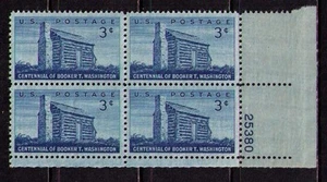 US USA Sc# 1074 MNH FVF PLATE # BLOCK Booker T Washington Log Cabin Chimney - Picture 1 of 1