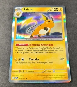 Pokemon Paldean Fates Raichu Holo Rare Card 019/091 NM - Picture 1 of 1
