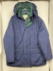 Eddie Bauer Ridge Line Jacket Mens Large Blue Green Goose Down Hooded Parka Coat - Picture 1 of 13
