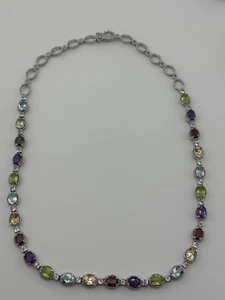 Ross Simons Sterling Silver Multicolor Gemstone Necklace - Picture 1 of 16