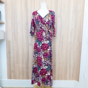 Soft Surroundings Damen Maxi Wickelkleid Größe M Petite Pink Blumen Boho Artsy - Bild 1 von 7