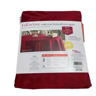 Better Homes and Gardens Tablecloth Red Round Damask Scroll 70" (178cm) Holidays - Image 1 of 4
