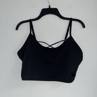 Розовый совершенно черный укороченный спортивный топ спортивный бюстгальтер встроенный без подкладок размер большой - Изображение 1 из 4