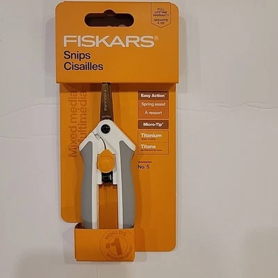 Fiskars Easy Action Scissors Micro Tip 5" Titanium Snips Arthritis Sewing Craft - Image 1 of 2