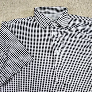 Collars And Co Shirt Men Small Dress Collar Polo Black Gingham Check Performance - Picture 1 of 9