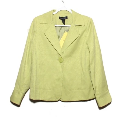 Dialogue by QVC Green Blazer Jacket Size Medium Cotton Blend NWT - Image 1 of 4