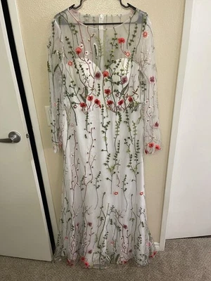 vestido de novia talla 16, blanco con estampado floral nuevo sin etiquetas Foto 1 de 4