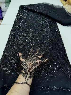 Vestido de novia YQOINFKS lentejuelas encaje gasa bordado tela tul cuentas 5 yardas Foto 1 de 4