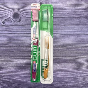 2 SET GUM Sunstar #470 Micro Tip FULL Size Soft Head Zahnbürste Vintage Made USA - Bild 1 von 6