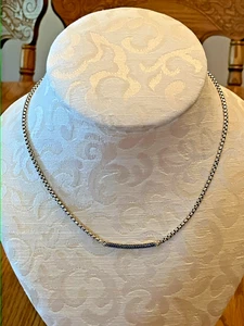 David Yurman Petite Pavé Bar 17,5" Halskette in Sterlingsilber mit schwarzen Diamanten - Bild 1 von 6