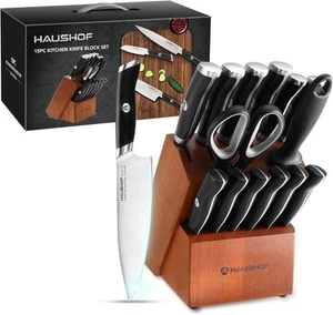 Juego de cuchillos de cocina con bloque, 15 piezas juegos de cuchillos de acero inoxidable con afilador - Imagen 1 de 7