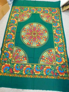 Vintage Guaranteed DUTCH JAVA Print African Dashiki Cotton FABRIC 44.5x69" Green - Picture 1 of 10