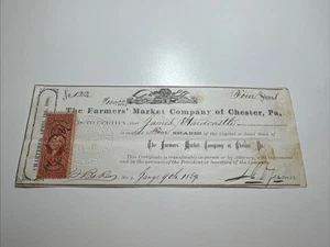 R44c - Farmers' Market Company of Chester PA - Certificate - Chester PA - 1869 - Picture 1 of 1