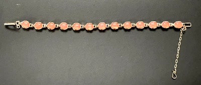 Precioso Brazalete Piedra Lunar Melocotón PLATA ESTERLINA 925 Vintage 15,75 g Foto 1 de 4