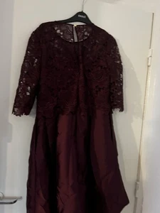 Ted Baker Dress Size 4 UK 14 Burgundy - Picture 1 of 2