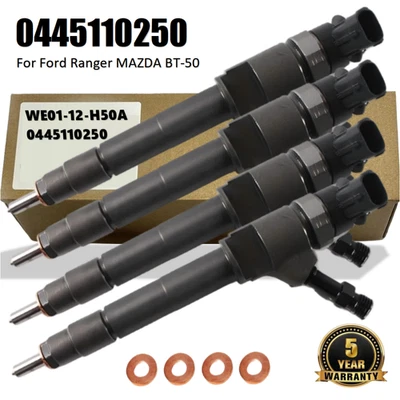 4X Diesel Injector 0445110250 For FORD Ranger MAZDA BT-50 WLAA13H50 WLAA-13-H50 - Image 1 of 4