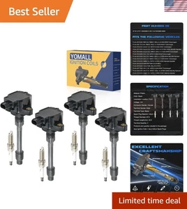 4PCS UF781 Ignition Coils & 4PCS Iridium Spark Plugs Ignition Coil Pack Fits ... - Foto 1 di 8