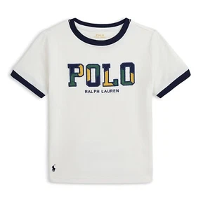 Polo Ralph Lauren Boys Corduroy-Logo Cotton Jersey Tee White Little Kid New - Picture 1 of 4