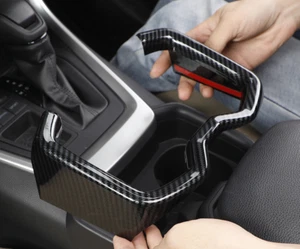 Carbon Fiber Inner Water Cup Holder Frame Cover Trim For Toyota RAV4 2019-2023 - Picture 1 of 6