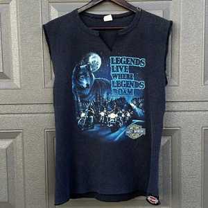 Vintage 1990’s Harley Davidson Indiana Men’s Custom Cut Tank Top Size X-Large - Picture 1 of 9