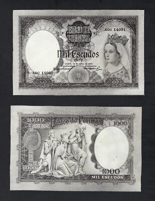 Portugal Face & Back 1000 Escudos 27-01-1960 Photographic Proof  - Image 1 of 2