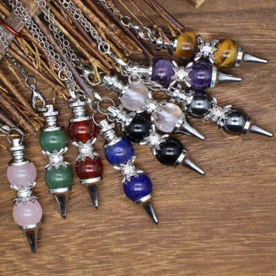 Edelstein Kristallkugel Anhänger Heilung Edelstein Perlen 12mm Pendel Halskette - Bild 1 von 4