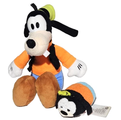 Lote de 2 brinquedos macios Mickey & Friends de pelúcia pateta Disney 9" e 2,5" - Imagem 1 de 4