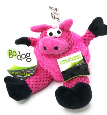 Juguete para perro GoDog Sitting Pig pequeño felpa chirriante lanzar y sacudir 6x5" Foto 1 de 4