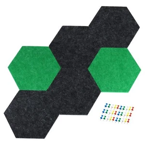 Hexagon Felt Board Tiles 6 Pack Self Adhesive Wall Bulletin Pin Board with Pu... - Picture 1 of 6