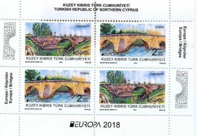 2018  - EUROPA (HISTORICAL BRIDGES)  - TURKISH CYPRUS - UMM BLOCK - Image 1 of 2