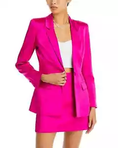 AQUA Women's Satin Single Breasted Blazer, Pink, Small - Picture 1 of 5