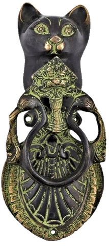 Cat Shape Door Bell Antique Vintage Style Handmade Brass Door Knocker Home Décor Cover