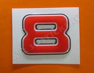 3D Stickers Resin Domed NUMBER 8 EIGHT - Color Red - 25 mm(1 inch) Adhesive - Bild 1 von 1