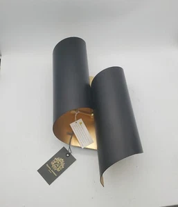 Regina Andrew Detroit Classic Folio Black Gold Wall Sconce Scroll 15-1157BLK - Picture 1 of 17