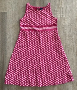 Gap Kids Hot Pink Polka Dot Cotton Knit Sleeveless Sun Dress Girls Size M 8 - Picture 1 of 3