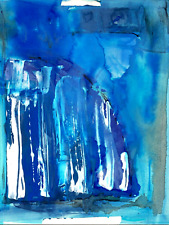 Original blue abstraction with Acrylfarben gemalt von B.Ostapiuk.