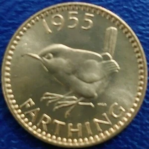 1955 Elizabeth II Farthing with Original Lustre Lovely Condition (EF+) - Picture 1 of 2