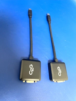 2X C2G 8in Mini DisplayPort Male - VGA Female Active Adapter Converter PC #54315 - Image 1 of 4