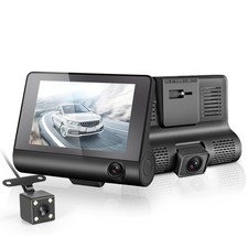 4'' HD 1080P 3 Lens Car DVR Dash Cam Vehicle Video Recorder Rearview Camera 170°